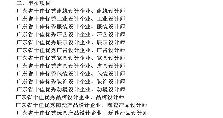 2013广东省优秀设计企业、设计师评选