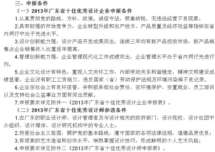 2013广东省优秀设计企业、设计师评选