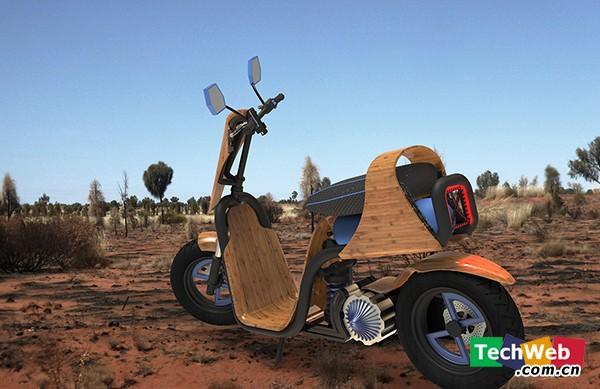 绿色出行新概念 竹制的原生态摩托车