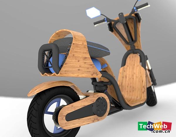 绿色出行新概念 竹制的原生态摩托车