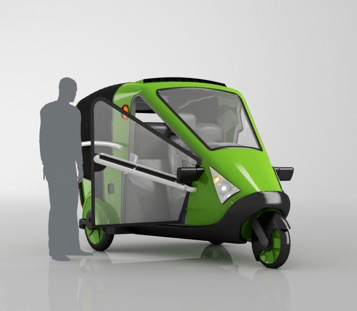 可爱的绿色环保电动车