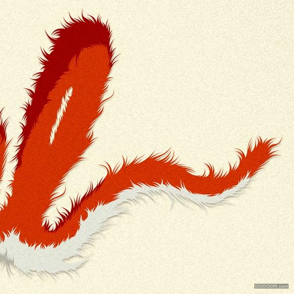 美狐狸字体设计插画