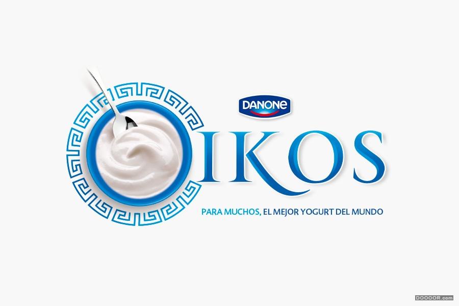 希腊达能酸奶标识和包装设计
