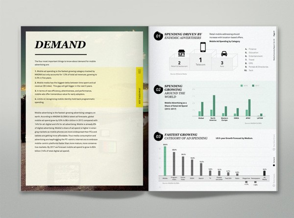 清新的表格统计类画册设计-图麦格纳媒体经济报告