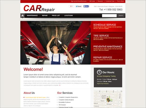 精选国外汽车维修服务网页设计