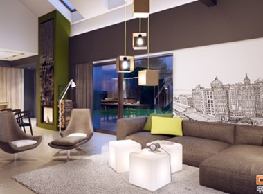 波兰深色系现代公寓设计