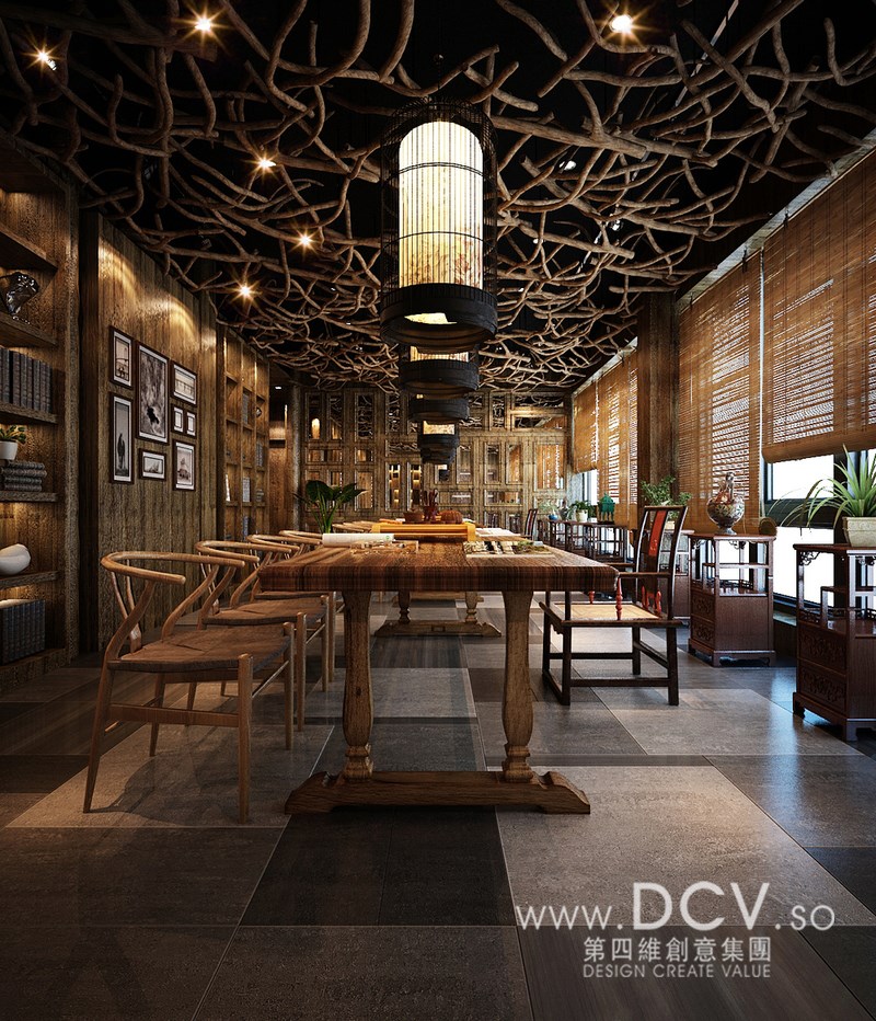 西安-DCV第四维创意设计团队泾阳德林茶秀会所时尚主题餐厅精选设计