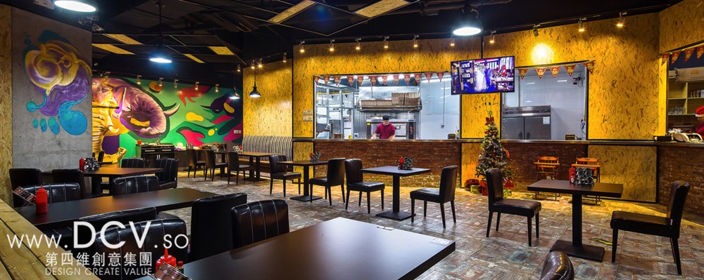 西安餐厅设计 西安飞象披萨特色主题餐厅空间设计