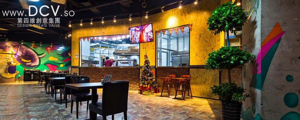西安餐厅设计 西安飞象披萨特色主题餐厅空间设计