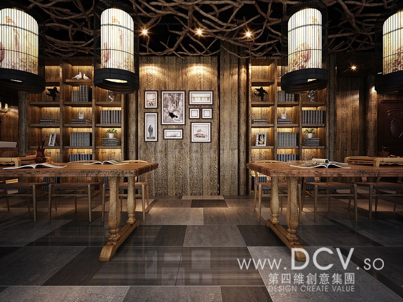 餐厅室内设计西安泾阳德林茶秀会所混搭风格主题餐厅