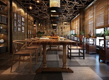 餐厅室内设计西安泾阳德林茶秀会所混搭风格主题餐厅