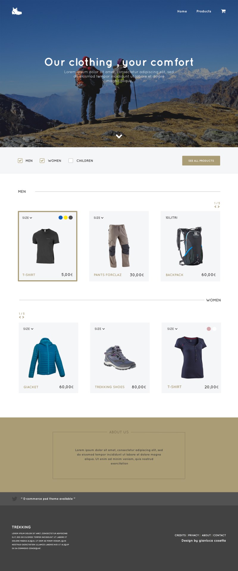 Trekking Store – PSD template