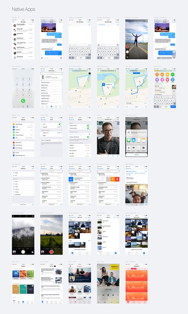 Facebook iOS 9 Sketch & PSD GUI