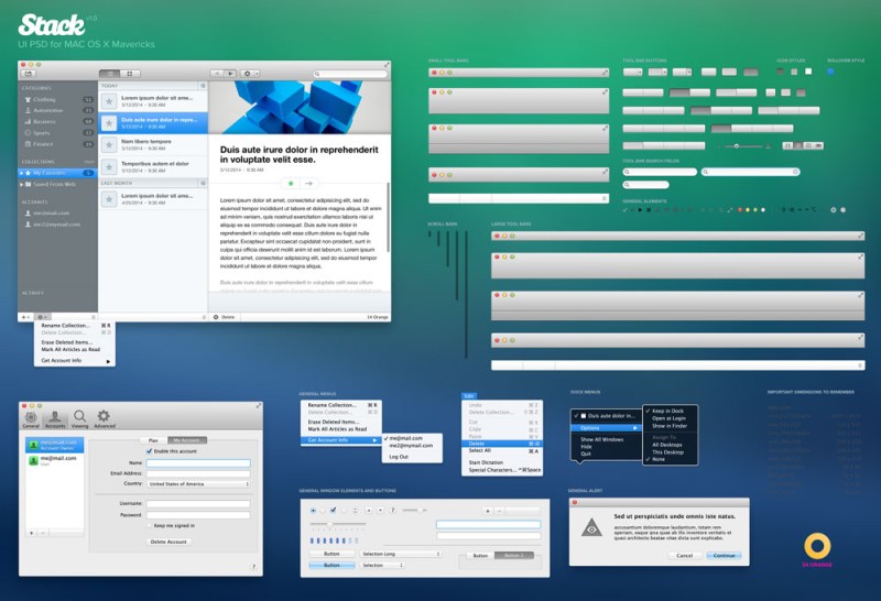 MAC OS X YOSEMITE（優(yōu)勝美地）界面PSD打包下載