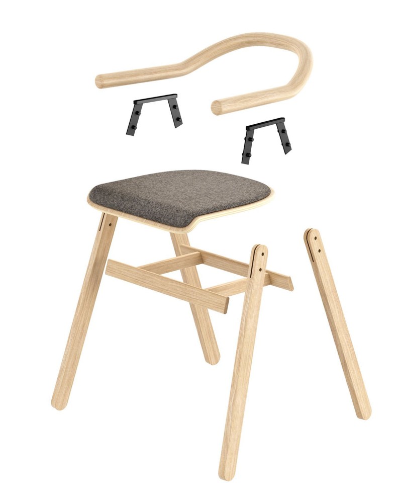 TOON双腿曲木金属铆钉元素时尚扶手椅设计
