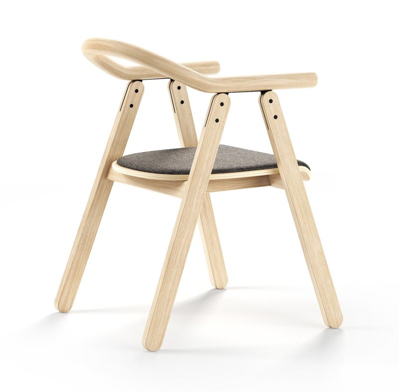 TOON双腿曲木金属铆钉元素时尚扶手椅设计