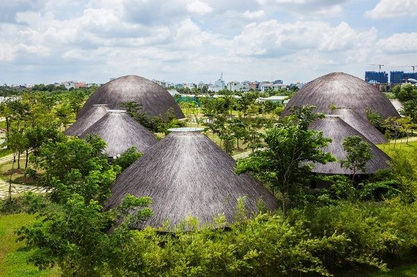 越南，胡志明市，某公園上方的超大竹制穹頂