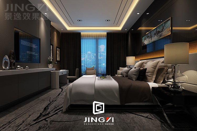 景逸效果圖設(shè)計 — 工裝酒店客房設(shè)計