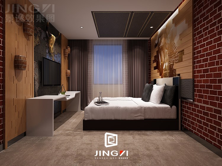 景逸效果圖設(shè)計(jì) — 工裝酒店客房設(shè)計(jì)
