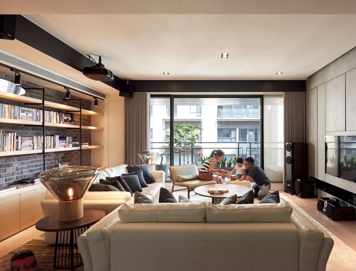 温暖的色调和工业元素的使用台湾现代简约住宅装修设计