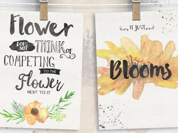 漂亮的花卉艺术字体设计