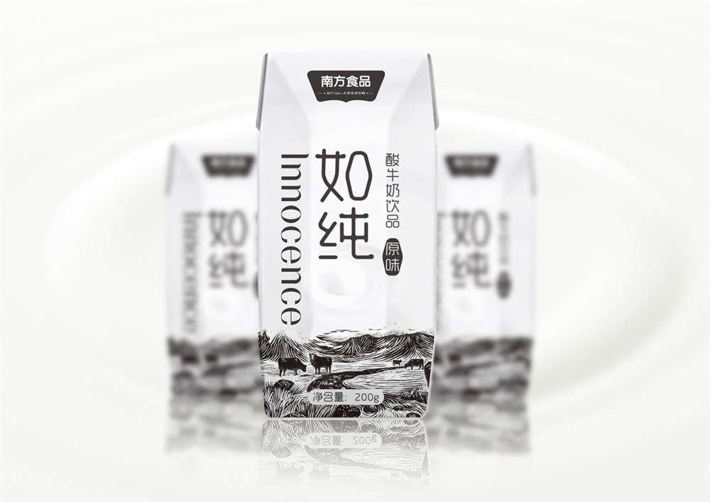 【南方食品】- 如纯酸奶-优黑乳饮品包装设计