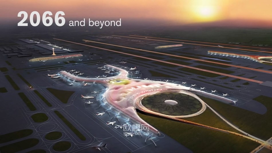 [欧模网] 一座来自未来的机场vray可视化作品 