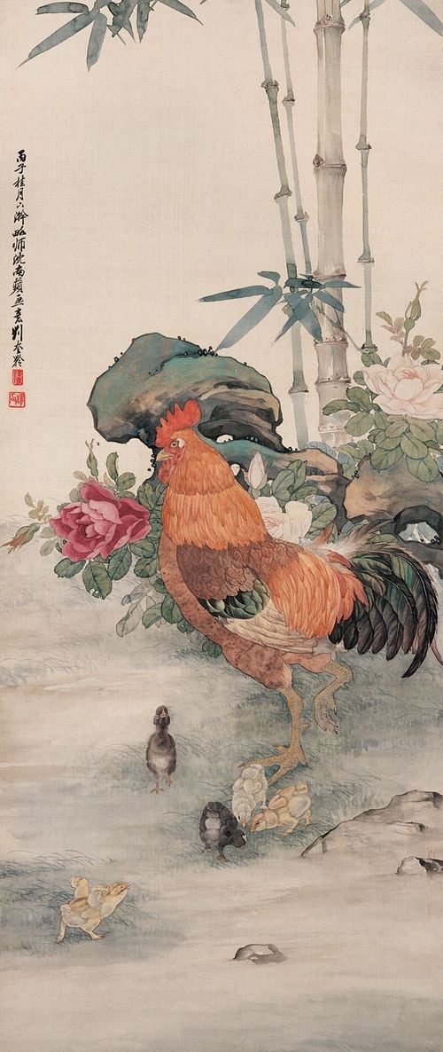刘奎龄画鸡作品