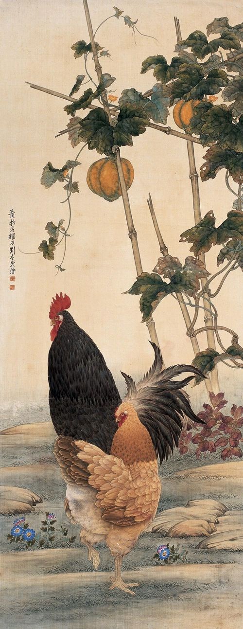 刘奎龄画鸡作品