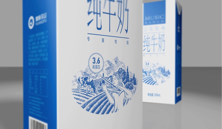 音乐牧场高端纯牛奶包装设计,北京牛奶包装设计,北京纯奶包装设计,牛奶包装设计
