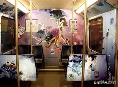 阿姆斯特丹地铁车厢创意插画艺术