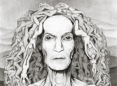 由无数女人裸体够构成的插画人像