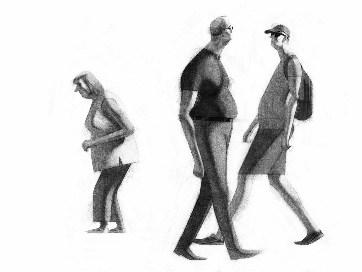 极具风格的人体行走插画设计