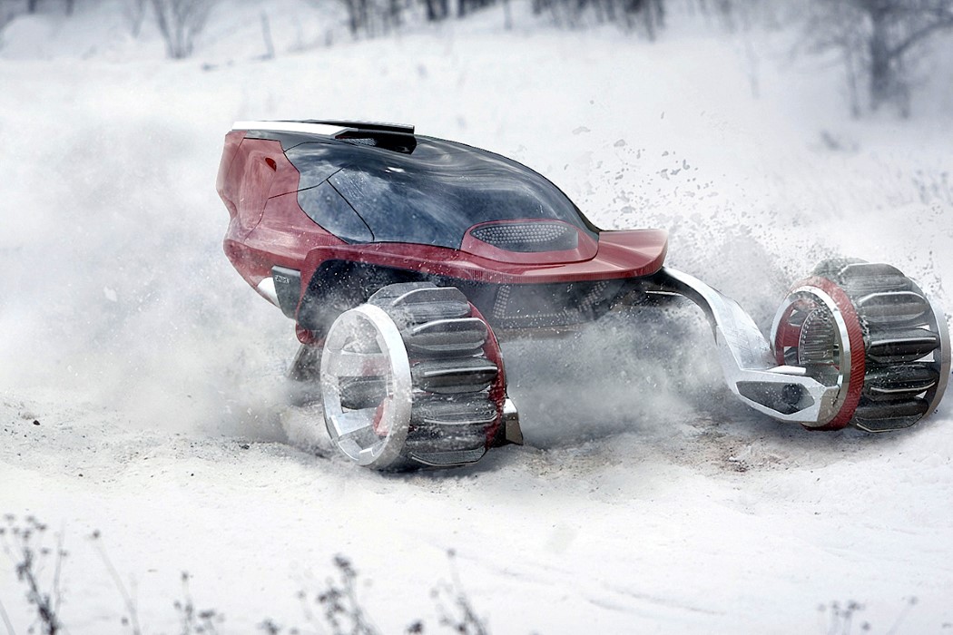 在积雪中奔驰的概念车设计