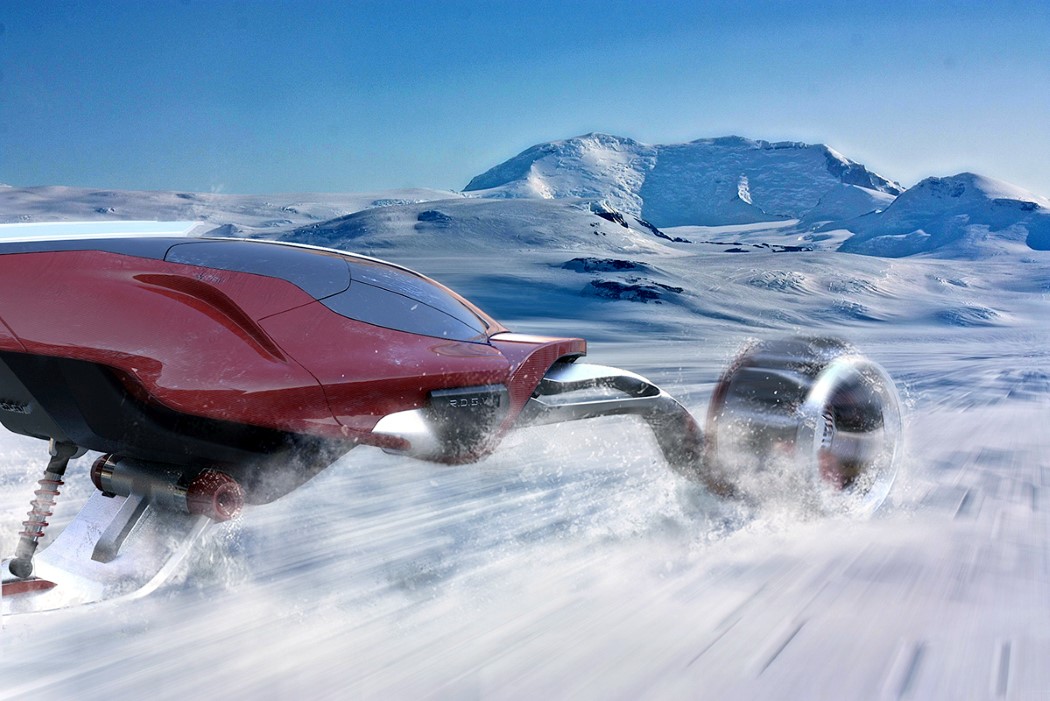 在积雪中奔驰的概念车设计
