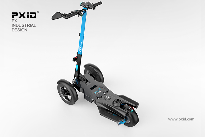 PXID品向工业设计  电动滑板车设计  倒三轮电动滑板车设计