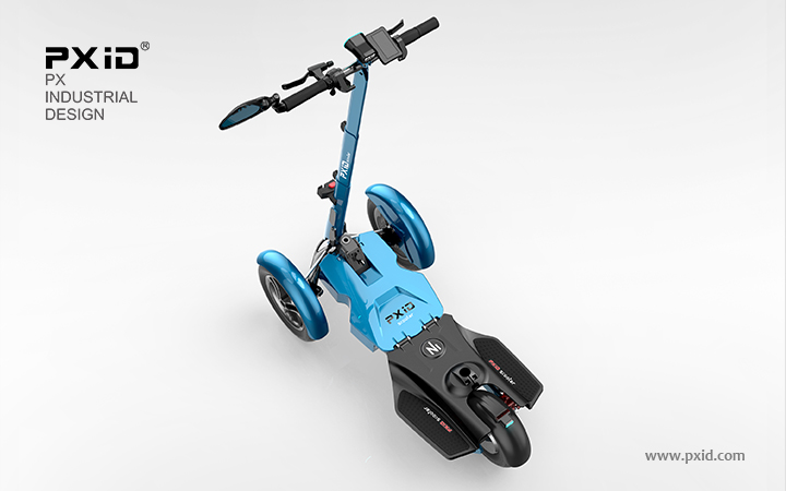PXID品向工业设计  电动滑板车设计  倒三轮电动滑板车设计