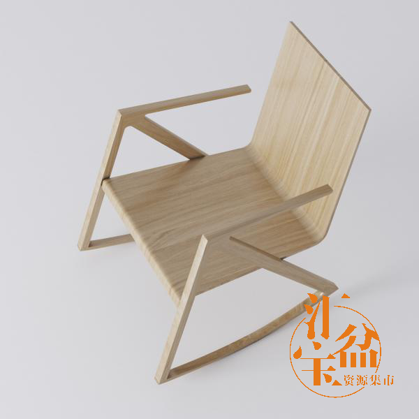 木质扶手摇椅3D模型