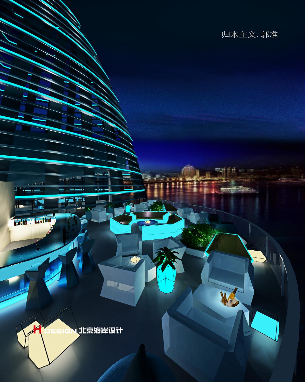 咖啡餐厅设计案例，海南海棠湾度假世界，空中酒吧 857㎡