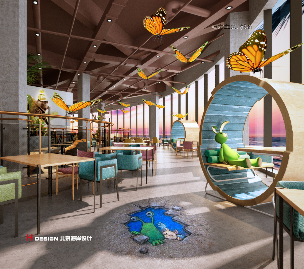 咖啡餐厅设计，青岛红树林儿童海鲜餐厅 1821㎡
