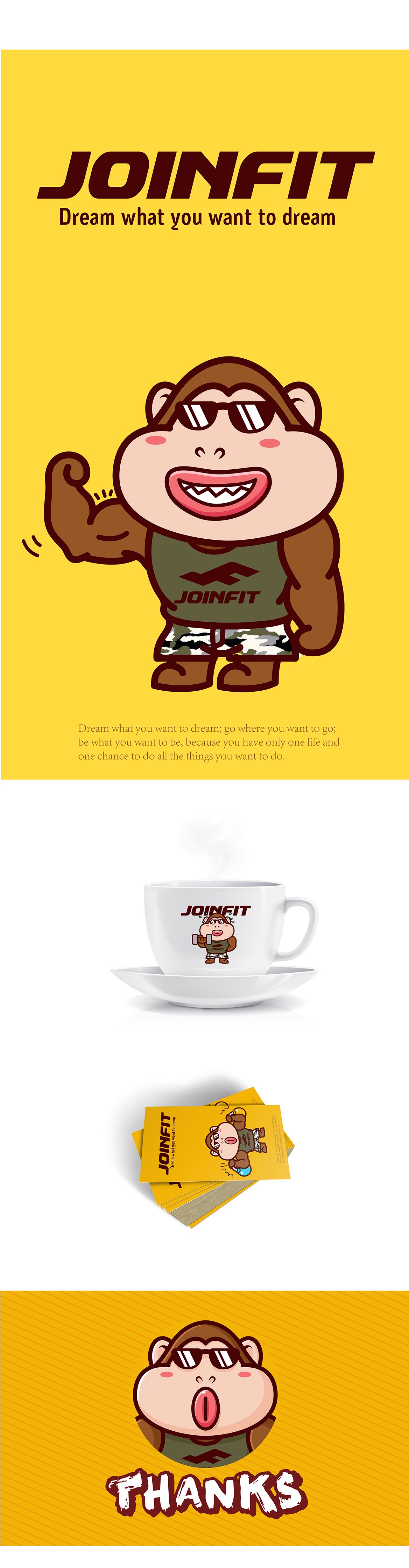 JOINFIT健身器材品牌卡通形象吉祥物设计微信表情gif设计---茁茁猫原创设计
