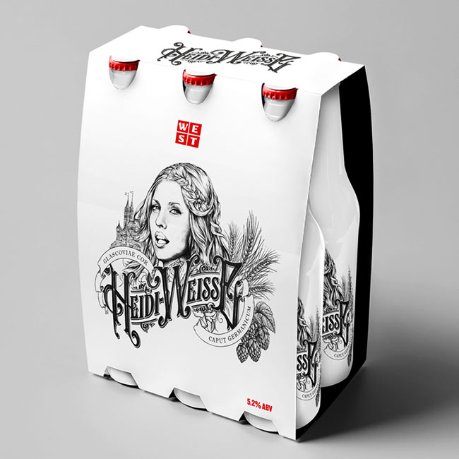 奶白色Heidi Weisse小麦啤酒精美手绘包装设计