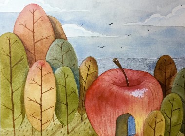 水果主题的几张水彩插画