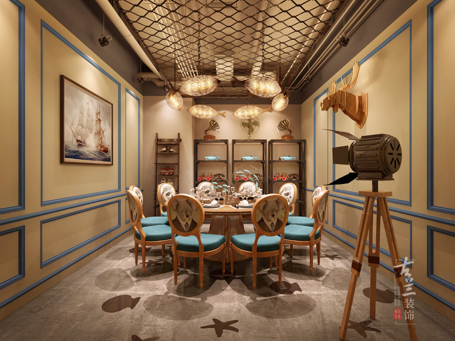 蓝贝蒸汽海鲜餐厅原创设计——成都专业自助餐厅设计公司|古兰装饰
