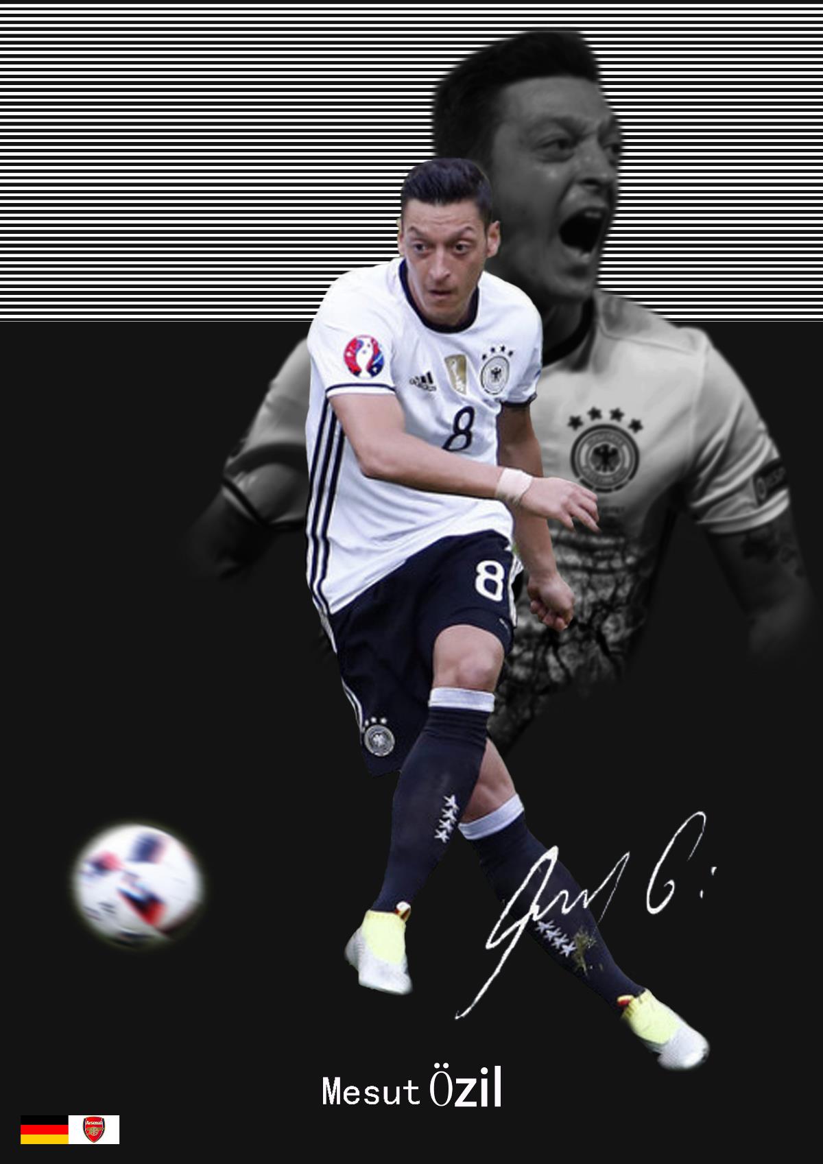 【足球系列】原创足球明星签名海报设计-厄齐尔