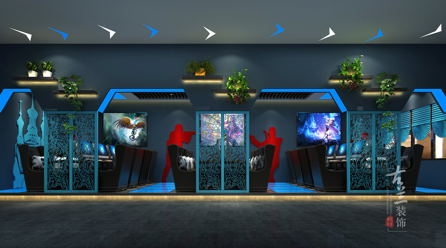 奇域网络会馆-凯里专业特色网咖网吧装修设计公司-古兰装饰