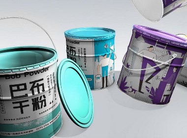 西安干粉涂料油漆桶包装设计-巴布干粉品牌设计-厚启设计