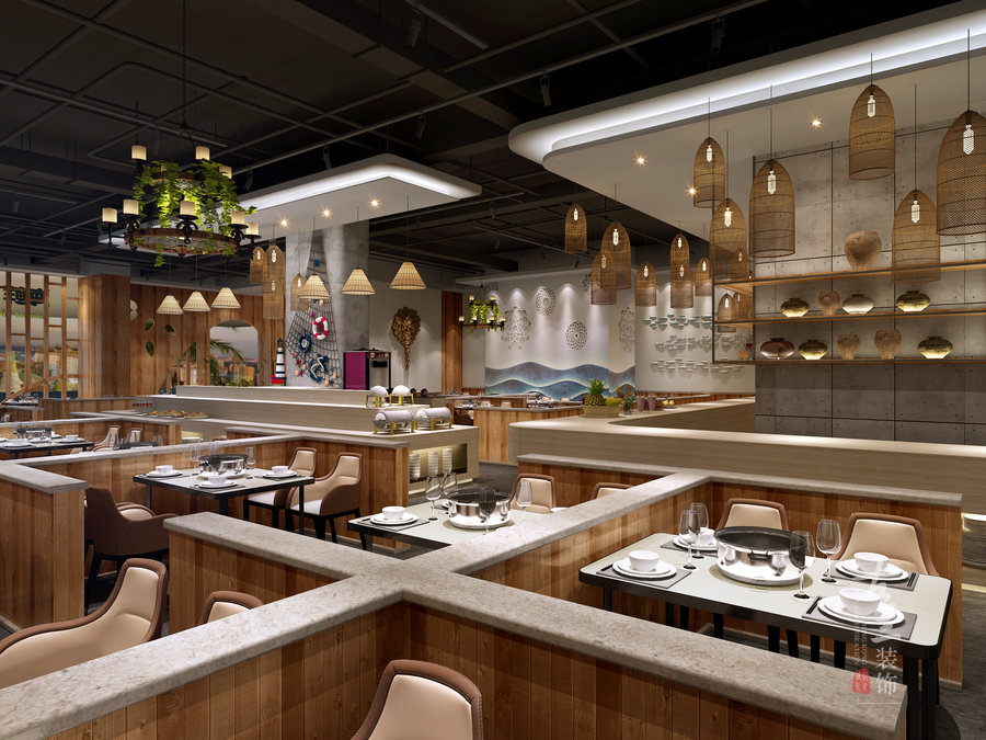 《南丫岛海鲜自助餐厅》现代简约餐厅设计|成都专业主题餐厅设计