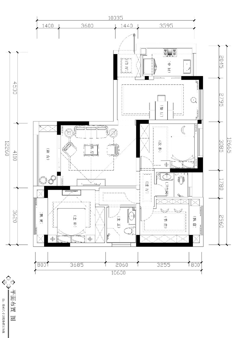 设计师徐建强作品：中庚城二居室美式装修效果图