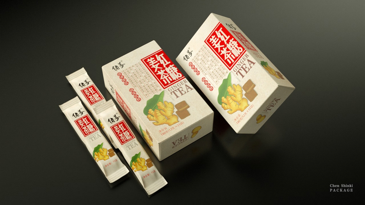 红糖姜茶包装设计&渲染